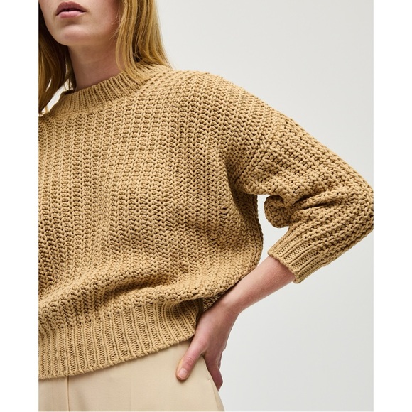 Babaa Jumper No18 Clay Pot Jumper - Beige Tan Thick Rib Cotton Knit Sweater - Picture 3 of 11